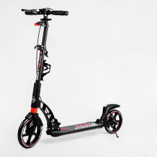 Двухколесный складной самокат фонарик 2 амортизатора дисковый тормоз Best Scooter 100 кг Black and red (114292)