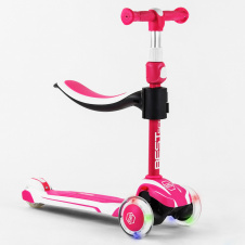 Самокат трехколесный с сидением Best Scooter MAXI PU колеса со светом 60 кг Pink and white (102932)