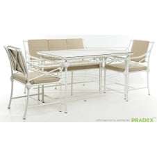 Набір стіл стільці диванчик Pradex Верона обідня група бежевого кольору
