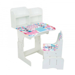 Парта школьная со стулом Yufeng Зайки балерины 100х70х45 Белый (155978) Ладан
