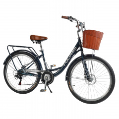 Велосипед городской 26" Corso Polaris PS-128 16.5" Shimano 7 скоростей Темно-синий (168068) Березнегувате