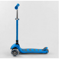 Самокат трехколесный Best Scooter складной алюминиевый руль, 4 колеса PU со светом Blue (102319) Запоріжжя