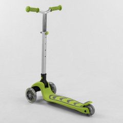 Самокат трехколесный Best Scooter складной алюминиевый руль, 4 колеса PU со светом Light green (102320) Черкассы