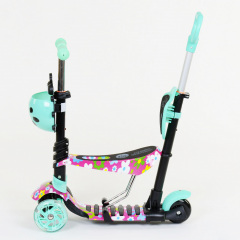 Самокат Best Scooter PU светящиеся колеса 5 в 1 Flowers 54 х 14 см Разноцветный (84219) Кам'янка-Дніпровська