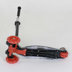 Самокат детский пластмассовый с алюминиевой трубкой руля + 4 колеса Black/Red (74310) Мелітополь