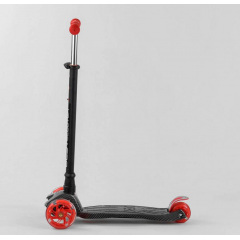 Самокат MAXI "Best Scooter" 4 колеса PU, СВЕТ, трубка руля алюминиевая Black/Red (102019) Гуляйполе