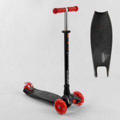 Самокат MAXI "Best Scooter" 4 колеса PU, СВЕТ, трубка руля алюминиевая Black/Red (102019) Гуляйполе