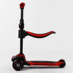 Самокат трехколесный с сидением Best Scooter MAXI PU колеса со светом 60 кг Red and black (102923) Ирпень