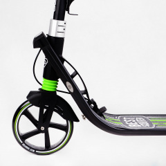 Двухколесный складной самокат фонарик 2 амортизатора Best Scooter 100 кг Black and green (114435) Березнегувате