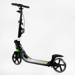 Двухколесный складной самокат фонарик 2 амортизатора Best Scooter 100 кг Black and green (114435) Березнегувате