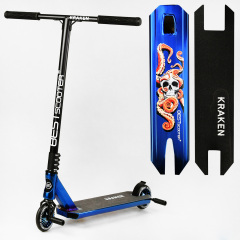 Самокат трюковый алюминиевый диск и дека Best Scooter Kraken HIC-система пеги 100 кг Black and blue (112909) Чернигов