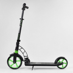 Самокат двухколесный Best Scooter с PU колесами, 1 амортизатором Black/Green (99666) Ромни