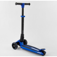 Самокат Lamborghini трехколесный складной алюминиевый руль, колеса PU со светом Blue/Black (101283) Киев