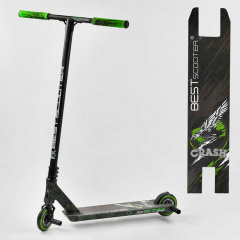 Самокат трюковый Best Scooter "CRASH" HIC-система, ПЕГИ, алюминиевый диск и дека Black/Green (102313) Чернівці