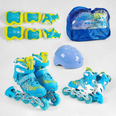 Роликовые коньки с защитой Best Roller 31-34 S светящиеся PU колёса Blue (141135) Київ