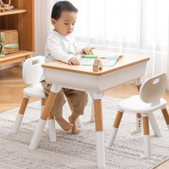 Детский комплект мебели Urbankit стол и 2 шт стула 55х55х40 см Бело-коричневый KK54P Хмельницький