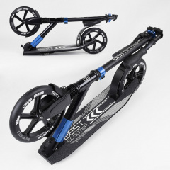 Самокат алюминиевый Best Scooter с PU колесами, и 1 передним амортизатором Black/Blue (99631) Львів