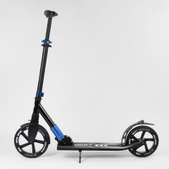 Самокат алюминиевый Best Scooter с PU колесами, и 1 передним амортизатором Black/Blue (99631) Львів