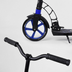 Самокат двухколесный Best Scooter с PU колесами, 1 амортизатором Black/Blue (99663) Вінниця