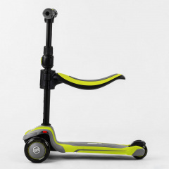 Самокат трехколесный с сидением Best Scooter MAXI PU колеса со светом 60 кг Green and grey (102929) Шепетовка
