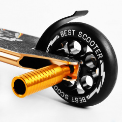 Самокат трюковый Best Scooter Spider HIC-система пеги алюминиевый диск и дека колёса PU 100 кг Gold (107486) Ворожба