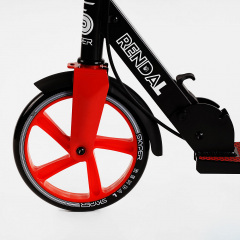 Двухколесный складной самокат алюминиевая рама ручной тормоз Skyper Renda 70 кг Black and red (118473) Королёво