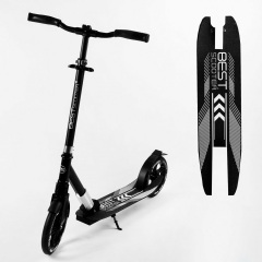 Самокат двухколесный складной амортизатор Best Scooter PU колеса 100 кг Black (105587) Орехов