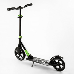 Самокат двухколесный складной амортизатор Best Scooter колеса PU 100 кг Black and green (105427) Купянск