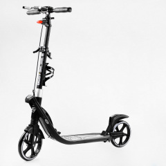 Двухколесный складной самокат фонарик 2 амортизатора Best Scooter 100 кг Black and white (114437) Ворожба