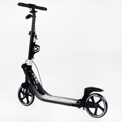 Двухколесный складной самокат фонарик 2 амортизатора Best Scooter 100 кг Black and white (114437) Ворожба