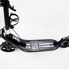 Двухколесный складной самокат фонарик 2 амортизатора Best Scooter 100 кг Black and white (114437) Ворожба