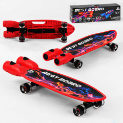 Пенни борд с музыкой и дымом ручка светящиеся PU колеса Best Board 80 кг Red (102874) Хмельник