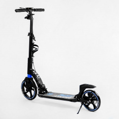 Двухколесный складной самокат фонарик 2 амортизатора дисковый тормоз Best Scooter 100 кг Black and blue (114293) Гайсин