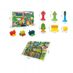 Набор машин Yufeng Dinosaur World игровой коврик 3 машинки Разноцветный 117844 Оріхів