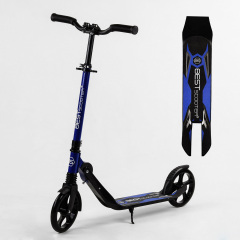 Двухколесный самокат амортизатор складной Best Scooter PU колеса 100 кг Black and blue (103471) Братське