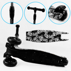 Самокат трехколесный Best Scooter MAXI складной колеса PU со светом Skulls and flowers 60 кг Разноцветный (105402) Покровск