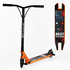 Самокат трюковый Best Scooter Skull Warrior HIC-система пеги алюминиевый диск и дека 100 кг Orange and blue (106843) Борисполь