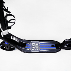 Двухколесный складной самокат фонарик 2 амортизатора Best Scooter 100 кг Black and blue (114436) Киев