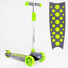 Самокат трехколесный свет деки и колес съёмный руль Best Scooter MAXI 60 кг Green and grey (114441) Энергодар