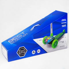 Самокат трехколесный свет деки и колес съёмный руль Best Scooter MAXI 60 кг Green and grey (114441) Энергодар