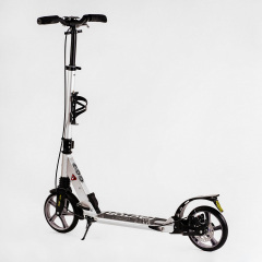 Двухколесный складной самокат алюминий дисковый тормоз амортизаторы Best Scooter Factor 100 кг Silver (118488) Червоноград