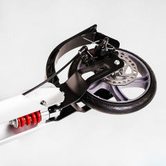 Двухколесный складной самокат алюминий дисковый тормоз амортизаторы Best Scooter Factor 100 кг Silver (118488) Червоноград