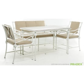 Набор стол стулья диванчик Pradex Верона обеденная группа бежевого цвета