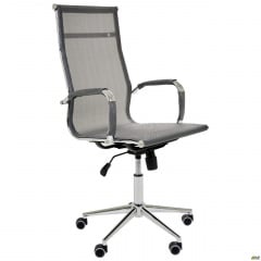 Крісло офісне Slim Net хром сітка-чорного кольору Сірий Королево
