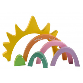 Деревянный конструктор WENYI Радуга и солнышко 6 элементов Разноцветный (109937)