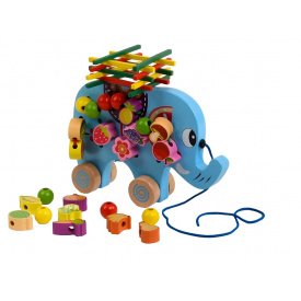 Деревянная каталка Hai Bao Er Слоненок 23х2х15 см Разноцветный (111904)