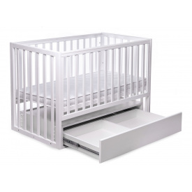 Кроватка деревянная с ящиком Наталка Волшебная 120 х 60 см White (149770)