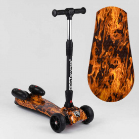 Самокат пластмассовый с PU колесами, парогенератором и складным алюминиевым рулем + музыка, дым, турбины Best Scooter