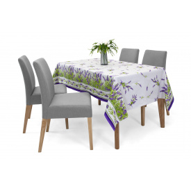 Скатертина Вербена-1 (180 × 150 см, бавовна, лаванда, білий) IMI