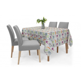 Скатертина Мімоза-1 (220 × 150 см, бавовна, овочі, білий) IMI